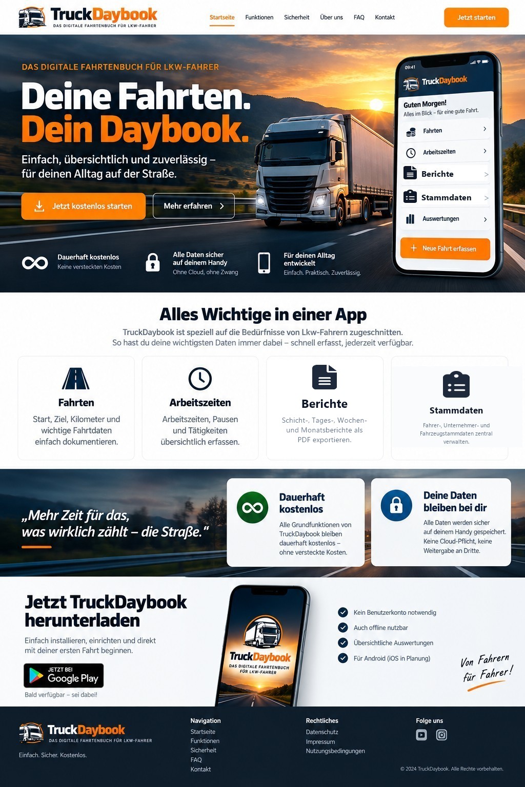 TruckDaybook – Das digitale Fahrtenbuch für LKW-Fahrer. Deine Fahrten. Dein Daybook.